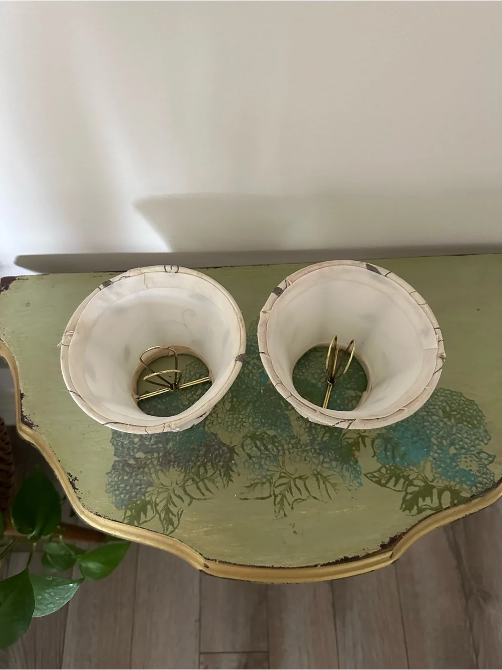 Cream Floral Embroidered Mini Lampshade Pair